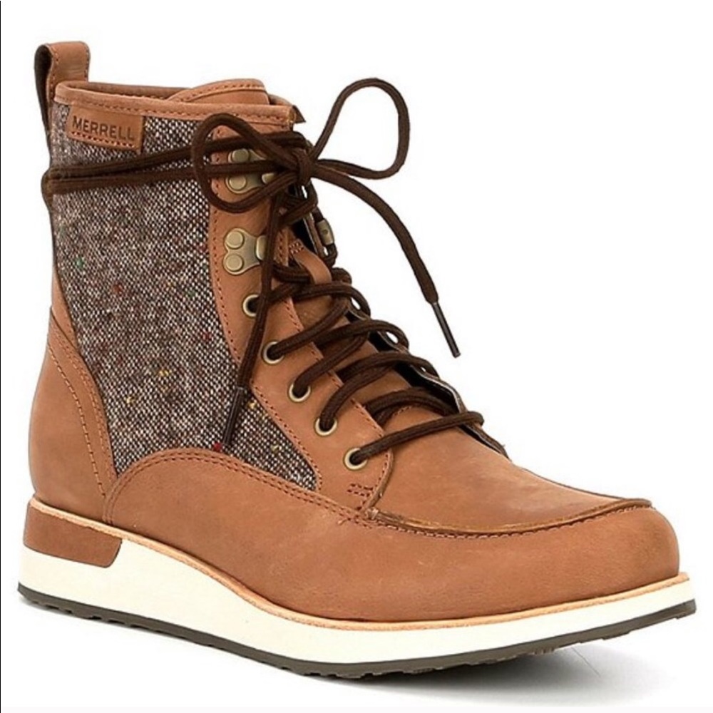 Merrell Roam Leather Mid Platform Wedge Booties 9